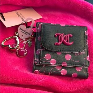 Juicy Couture “Cherry On Top”Black and Pink Key Card Holder with Logo